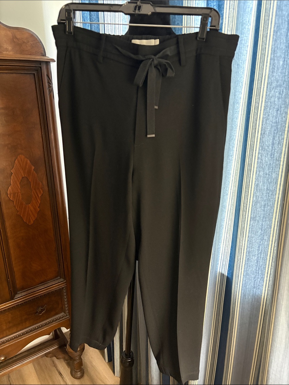Vince Black Tie-Waist Trousers